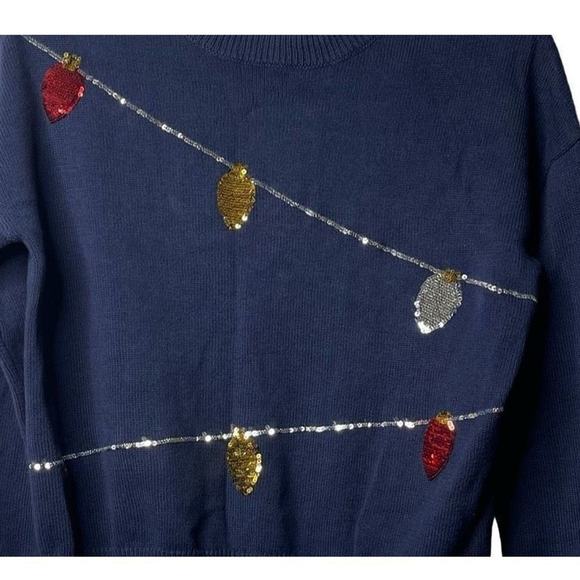 Harper Canyon Girls Navy Peacoat String Lights Sequin Sweater Size Small 7/8 - Picture 10 of 11
